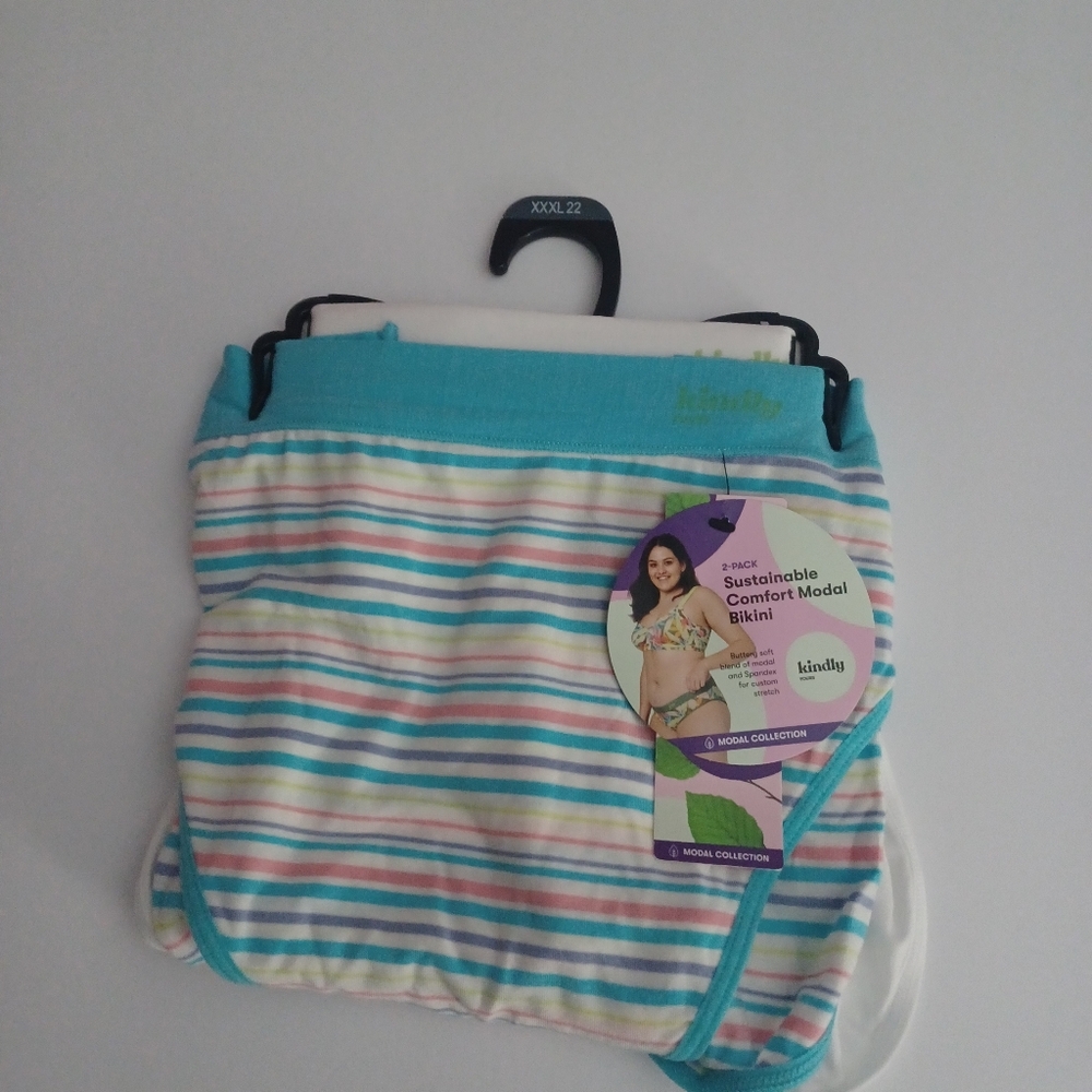NEW Kindly 2 Pack Modal Bikini Panties Sz XXXL 22